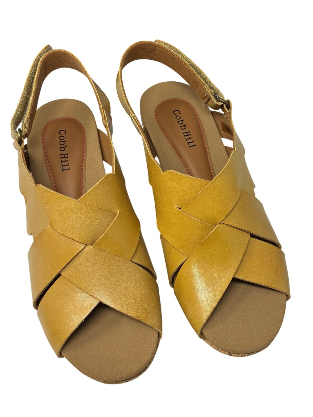 Cobb Hill Alleah SlingBack Heel Women’s 7.5 M Retro Boho Chic Yellow Leather